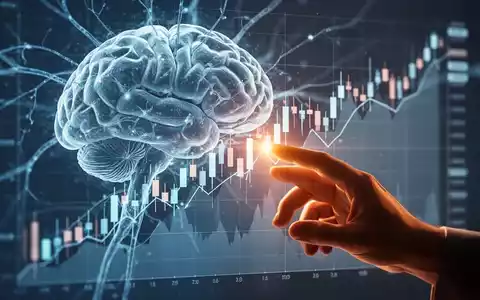 Ein stilisiertes Gehirn mit neuronalen Pfaden und einem abwärtstrendigen Aktienchart. Eine Hand reicht nach der Grafik. - Foto: über boerse-global.de