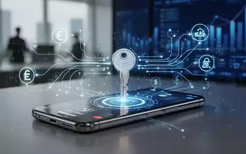 A smartphone displaying a passkey symbol on a payment screen, with glowing lines representing secure digital transactions and data flow. - Foto: über boerse-global.de