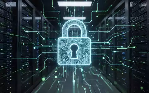 A glowing digital lock symbol overlaid on a network of servers, representing a zero-day vulnerability in Microsoft SMB. - Foto: über boerse-global.de