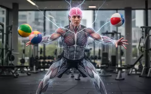 Eine Person jongliert Bälle, um die Gehirn-Muskel-Verbindung zu stärken, umgeben von stilisierten neuronalen Pfaden. - Foto: über boerse-global.de
