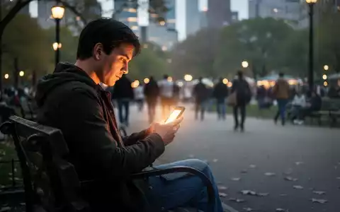 Eine Person sitzt auf einer Parkbank und blickt auf ein leuchtendes Smartphone, symbolisch für digitale Hilfe gegen Einsamkeit. - Foto: über boerse-global.de