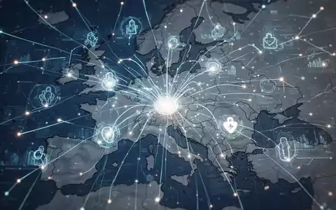 Digital network lines and glowing nodes overlaying a map of Europe, symbolizing digital public health, AI, and data flow. - Foto: über boerse-global.de