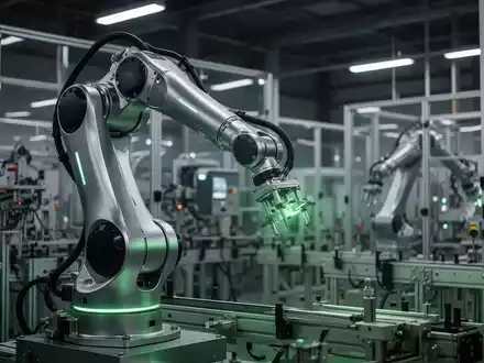 Ein futuristischer Roboterarm in einer Hightech-Fertigungsanlage, der Wachstum und Innovation symbolisiert. - Foto: über boerse-global.de