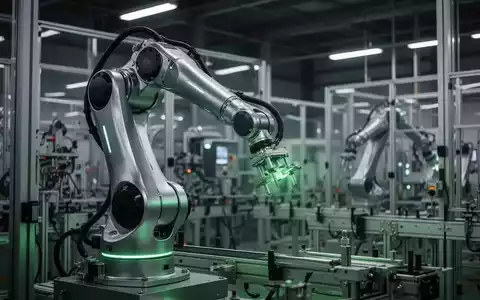Ein futuristischer Roboterarm in einer Hightech-Fertigungsanlage, der Wachstum und Innovation symbolisiert. - Foto: über boerse-global.de