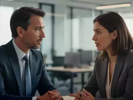 Zwei Fachkräfte, eine Führungskraft und ein Mitarbeiter, führen ein konzentriertes, empathisches Gespräch in einem modernen Büro. - Foto: über boerse-global.de