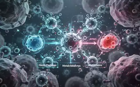 Mikroskopische Ansicht von Krankheitserregern, die mit menschlichen Stoffwechselwegen interagieren, dargestellt durch leuchtende Moleküle und Zellen. - Foto: über boerse-global.de