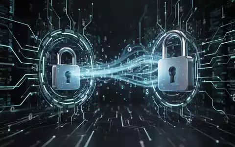 A digital lock icon shown breaking apart, with streams of binary code and data flowing out, symbolizing a data breach. - Foto: über boerse-global.de