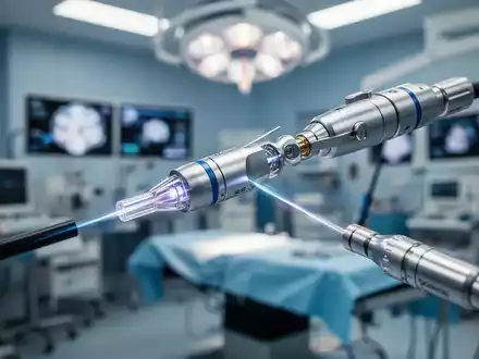 Nahaufnahme eines fortschrittlichen medizinischen Geräts, möglicherweise ein Laser oder endoskopisches Instrument, in einem Operationssaal. - Foto: über boerse-global.de