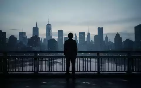 Eine einsame, silhouettierte Figur auf einer Brücke bei Dämmerung, die auf eine Stadtlandschaft blickt, symbolisiert psychische Gesundheitsprobleme. - Foto: über boerse-global.de