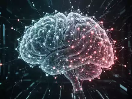 A glowing, intricate neural network with one section appearing to dim or shrink, symbolizing AI capacity reduction. - Foto: über boerse-global.de