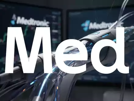 Ein medizinisches Gerät mit blauen Lichtern und verschwommenen Finanzcharts im Hintergrund, symbolisiert Medtronics Akquisition von Scientia Vascular. - Foto: über boerse-global.de
