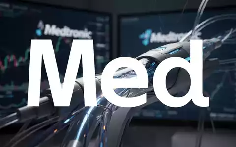 Ein medizinisches Gerät mit blauen Lichtern und verschwommenen Finanzcharts im Hintergrund, symbolisiert Medtronics Akquisition von Scientia Vascular. - Foto: über boerse-global.de