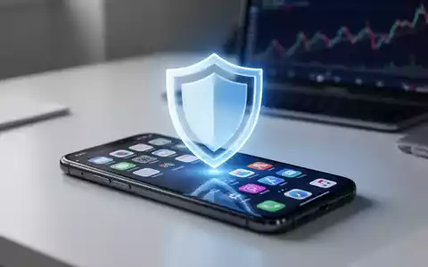 Ein Smartphone-Bildschirm mit einem schützenden Schildsymbol, das über App-Icons schwebt, symbolisiert App-Blockierung und digitale Sicherheit. - Foto: über boerse-global.de