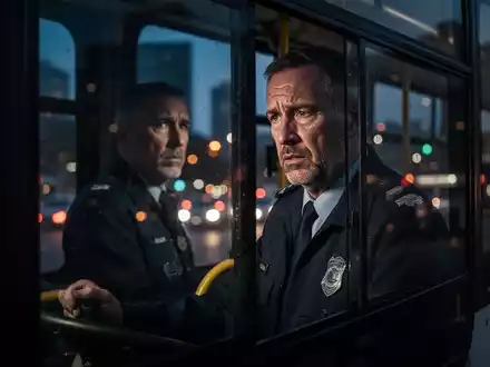 Ein erschöpfter Busfahrer im Bus, der aus dem Fenster schaut, mit einem müden Ausdruck, der Stress und lange Arbeitszeiten widerspiegelt. - Foto: über boerse-global.de