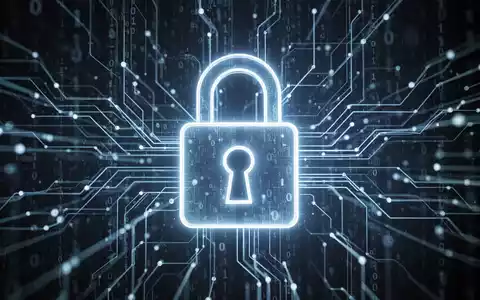 Ein stilisiertes, leuchtendes Vorhängeschloss-Symbol über einem komplexen digitalen Netzwerk, das Datenschutz und Compliance darstellt. - Foto: über boerse-global.de