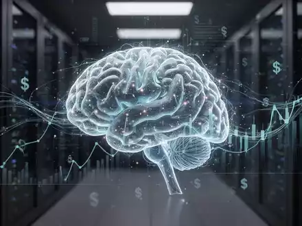 Abstract representation of AI technology with financial elements, symbolizing OpenAI's spending and pricing strategy concerns. - Foto: über boerse-global.de
