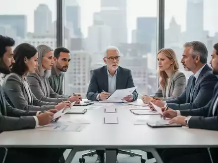 Eine vielfältige Gruppe von Menschen, darunter Männer und Frauen unterschiedlichen Alters, sitzt um einen Konferenztisch. - Foto: über boerse-global.de