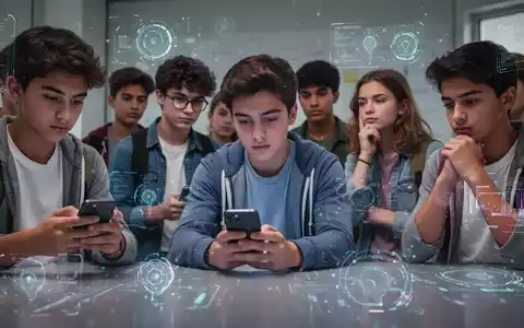 Teenagers interacting with digital devices, with subtle AI elements, symbolizing the use of AI for health information. - Foto: über boerse-global.de