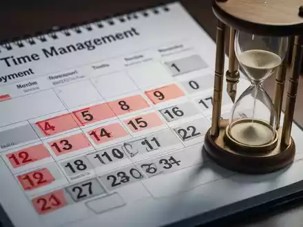 Ein Kalender mit hervorgehobenen Daten neben einer Sanduhr, die Zeitmanagement und rechtliche Fristen symbolisiert. - Foto: über boerse-global.de