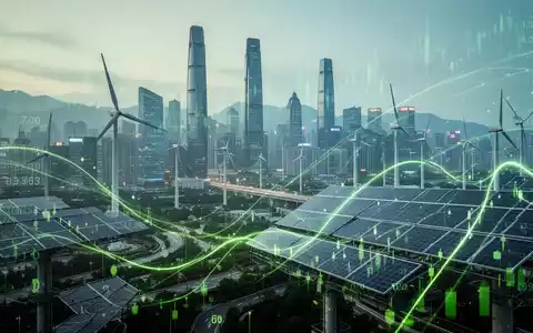 Eine futuristische chinesische Stadtlandschaft mit grüner Energieinfrastruktur und stilisierten Finanzdaten, die Wachstum und Nachhaltigkeit symbolisieren. - Foto: über boerse-global.de