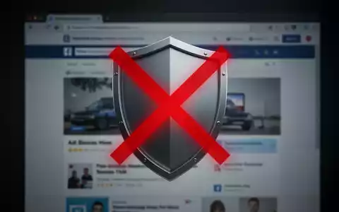 A digital shield with a red 'X' over it, symbolizing disabled ad blockers, against a blurred web browser background. - Foto: über boerse-global.de