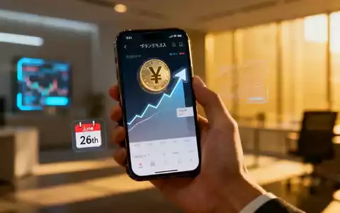 Nahaufnahme einer Hand, die ein Smartphone mit einer japanischen Börsen-App hält, die einen Aufwärtstrend und einen hervorgehobenen Kalender zeigt. - Foto: über boerse-global.de