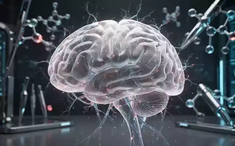 Ein detailliertes 3D-Modell eines Gehirns mit leuchtenden neuronalen Pfaden, umgeben von verschwommenen Hightech-Forschungsinstrumenten. - Foto: über boerse-global.de