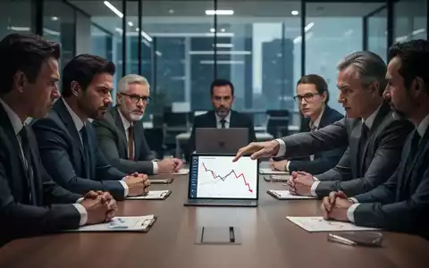 Eine Gruppe von Menschen sitzt an einem Konferenztisch und diskutiert ernsthaft, eine Person zeigt auf ein Tablet mit einem Diagramm. - Foto: über boerse-global.de