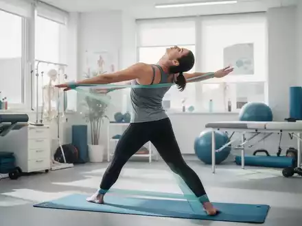 Eine Person führt sanfte Rückenübungen in einem modernen Physiotherapie-Studio durch, das Bewegung und Wohlbefinden betont. - Foto: über boerse-global.de