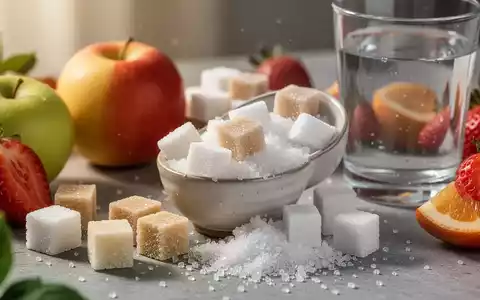 Zuckerwürfel und -granulat, daneben frisches Obst und ein Glas Wasser, symbolisieren einen ausgewogenen Umgang mit Zucker. - Foto: über boerse-global.de
