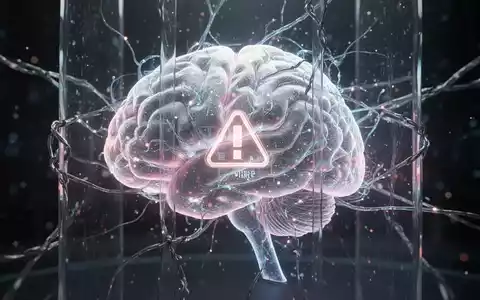 A glowing, ethereal AI brain constrained by subtle, invisible barriers, with a faint warning symbol, symbolizing hidden limitations. - Foto: über boerse-global.de