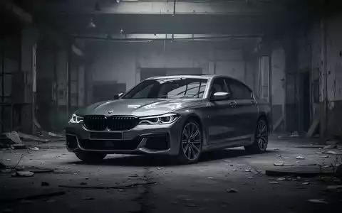 Ein modernes BMW-Fahrzeug steht in einer dämmrigen Industrieumgebung und symbolisiert den Rückgang der EBIT-Marge. - Foto: über boerse-global.de