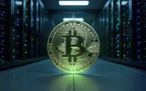 Ein leuchtender Bitcoin in einem dunklen Rechenzentrum, umgeben von Server-Racks. - Foto: über boerse-global.de