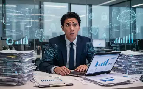 Eine verwirrte Person sitzt an einem Schreibtisch, umgeben von Dokumenten und Bildschirmen, die komplexe EU-Regulierungen darstellen. - Foto: über boerse-global.de