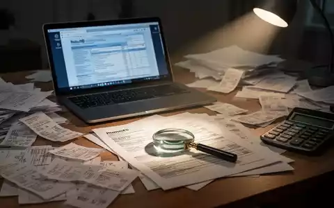 Ein unordentlicher Homeoffice-Schreibtisch mit Papieren, Belegen, einem Laptop mit Steuerformularen und einem Taschenrechner, der Bürokratie symbolisiert. - Foto: über boerse-global.de
