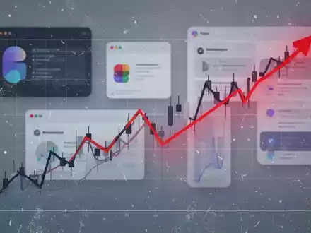 Ein fallender Börsenchart mit einer roten Linie, die einen starken Rückgang darstellt, vor einem verschwommenen Hintergrund digitaler Designelemente. - Foto: über boerse-global.de