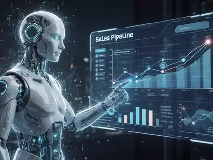 Ein futuristischer KI-Agent interagiert mit einer holografischen Verkaufspipeline, symbolisierend den Launch von SalesCloser. - Foto: über boerse-global.de