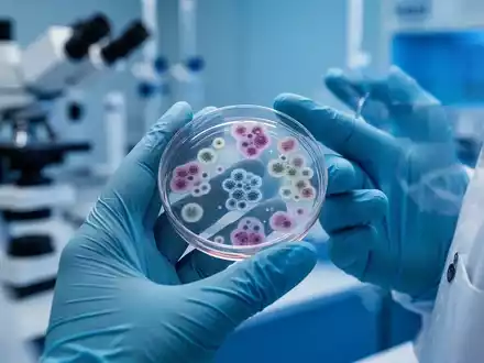 Hände eines Wissenschaftlers in einem Labor, der eine Petrischale mit Zellkulturen hält, mit verschwommenem medizinischem Hintergrund. - Foto: über boerse-global.de