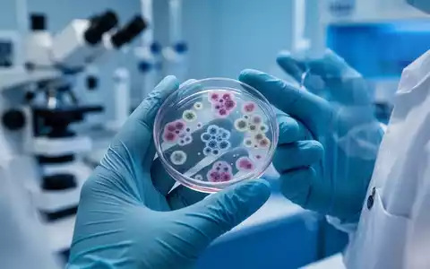 Hände eines Wissenschaftlers in einem Labor, der eine Petrischale mit Zellkulturen hält, mit verschwommenem medizinischem Hintergrund. - Foto: über boerse-global.de