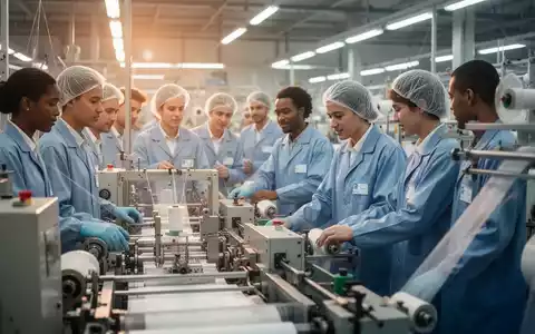 Arbeiter in einer modernen Textilfabrik, die an Maschinen zusammenarbeiten, symbolisieren Produktivität und Einkommenswachstum. - Foto: über boerse-global.de