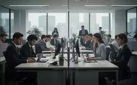 Ein modernes Büro mit einigen arbeitenden Angestellten und leeren Schreibtischen, die Absentismus symbolisieren. - Foto: über boerse-global.de