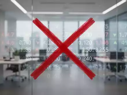 Ein rotes 'X' über einem Börsenticker, das Liquidation und Schließung symbolisiert. - Foto: über boerse-global.de
