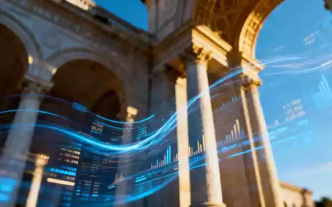 Abstrakte Darstellung von Finanzdaten und digitalen Transaktionen, mit angedeuteter italienischer Architektur im Hintergrund. - Foto: über boerse-global.de
