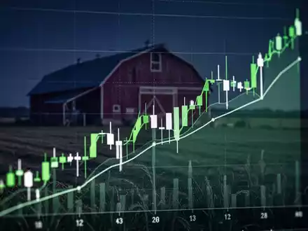 Digitales Börsendiagramm mit Aufwärtstrend und angedeutetem landwirtschaftlichen Hintergrund. - Foto: über boerse-global.de