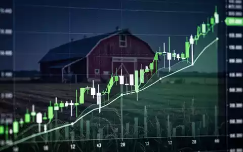 Digitales Börsendiagramm mit Aufwärtstrend und angedeutetem landwirtschaftlichen Hintergrund. - Foto: über boerse-global.de