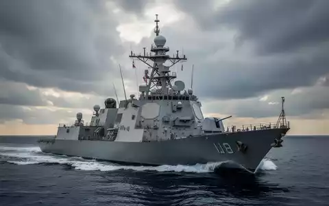 Ein modernes Marineschiff mit fortschrittlichen Radarsystemen auf See unter einem dramatischen Himmel. - Foto: über boerse-global.de