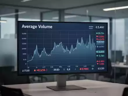Ein Bildschirm zeigt ein Diagramm des durchschnittlichen Handelsvolumens einer Aktie in einem professionellen Finanzumfeld. - Foto: über boerse-global.de