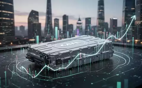 Ein moderner Elektrofahrzeug-Batteriepack umgeben von Datenvisualisierungen vor der Skyline eines Finanzviertels. - Foto: über boerse-global.de