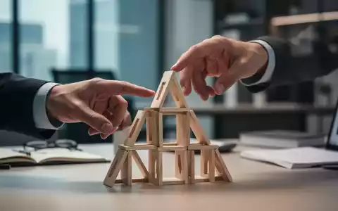 Eine Hand berührt vorsichtig ein Kartenhaus, das persönliche Ziele und Errungenschaften symbolisiert, in einem modernen Büro. - Foto: über boerse-global.de