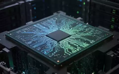 Close-up of a glowing microchip with intricate blue and green circuits, suggesting advanced technology and security. - Foto: über boerse-global.de